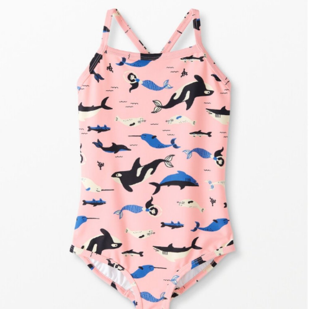 HANNA ANDERSSON Sunblock One Piece Suit in Petal  Pink Dolphins size 18-24 month